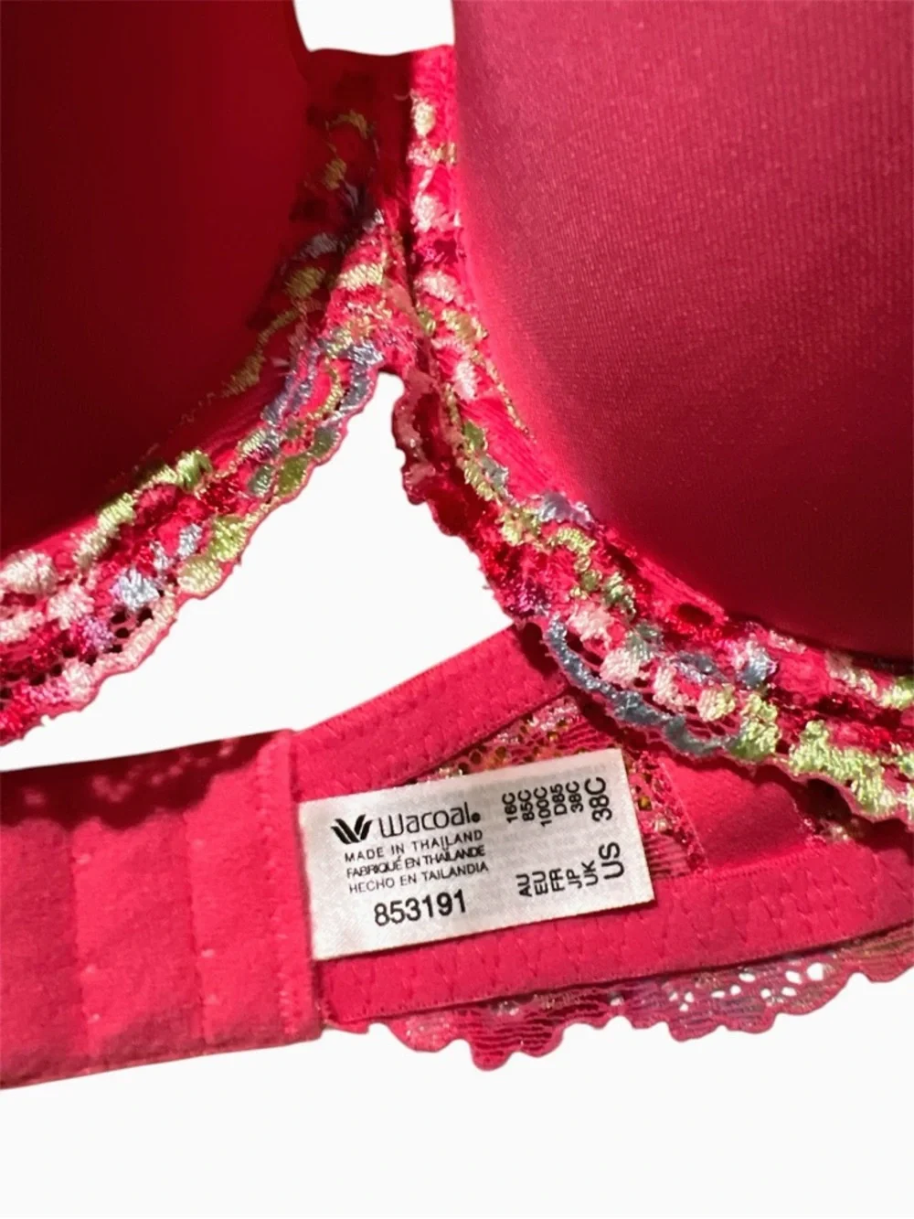Wacoal Embrace Lace Pink Molded Contour T-Shirt Bra 38C - Picture 8 of 9